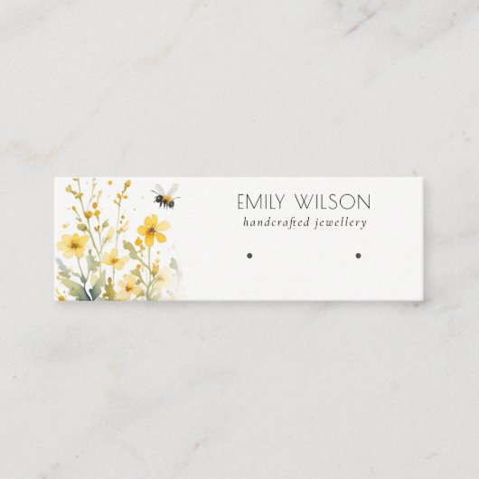Chique gele lente wilde bloem bij oorbel display mini visitekaartje (Voorkant)