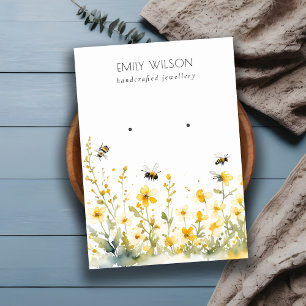 Chique gele lente wilde bloem bij oorbel display visitekaartje