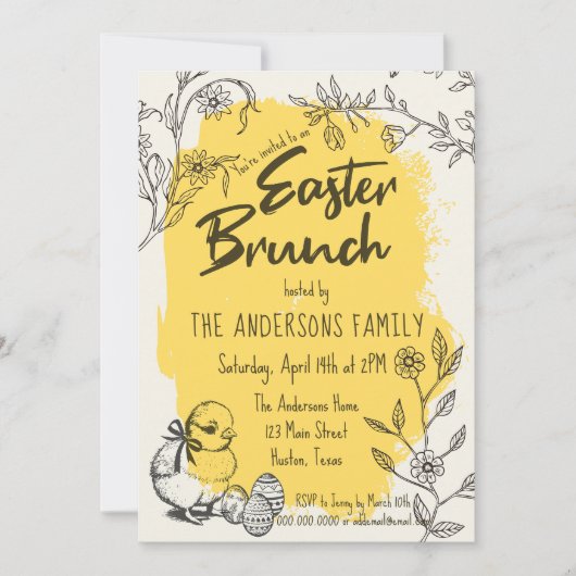 Chique gele paasbrunch kaart (Voorkant)