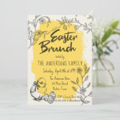 Chique gele paasbrunch kaart (Staand voorkant)
