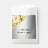 Chique gele rozen en zilveren bruiloft bedankzakje (Voorkant)