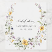 Chique gele seringen wilde bloemenkrans bruidsdouc wijn etiket (Enkel label)