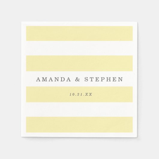 Chique gele strepen bruiloft servetten (Voorkant)