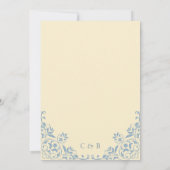 Chique gele vintage trouwreceptie diner kaart (Achterkant)