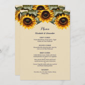  chique gele zonnebloemen bruiloft menu (Voorkant / Achterkant)