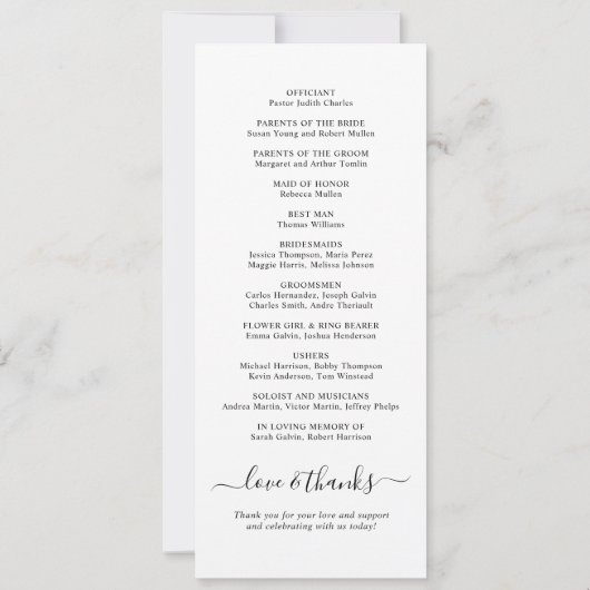 Chique gelukkig ooit na bruiloft ceremonie program (Achterkant)