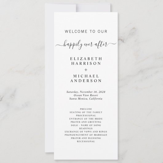 Chique gelukkig ooit na bruiloft ceremonie program (Voorkant)