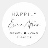 Chique gelukkig ooit na bruiloft ronde sticker (Voorkant)