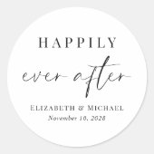 Chique gelukkig ooit na bruiloft ronde sticker (Voorkant)