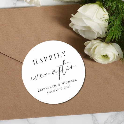 Chique gelukkig ooit na bruiloft ronde sticker