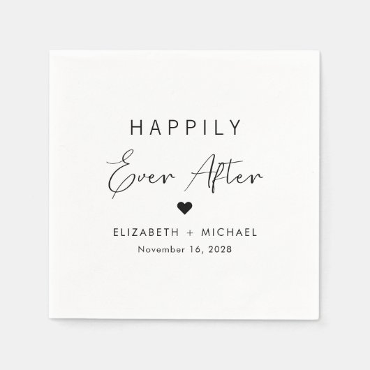 Chique gelukkig ooit na bruiloft servet (Voorkant)