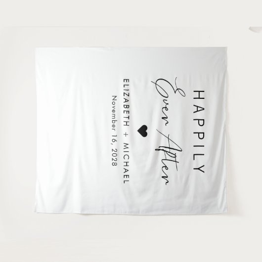 Chique gelukkig ooit na bruiloft wandkleed (Voorkant (horizontaal))