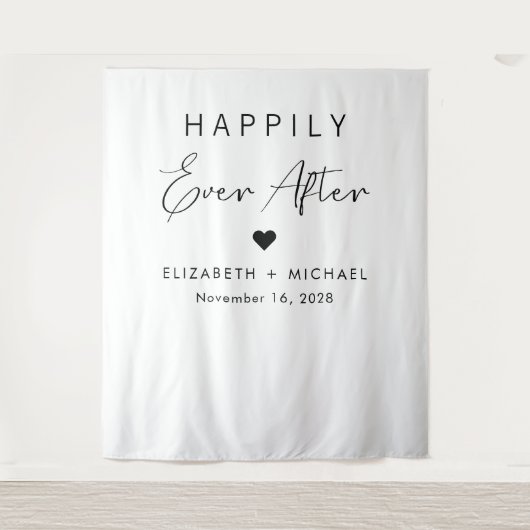 Chique gelukkig ooit na bruiloft wandkleed (Voorkant)