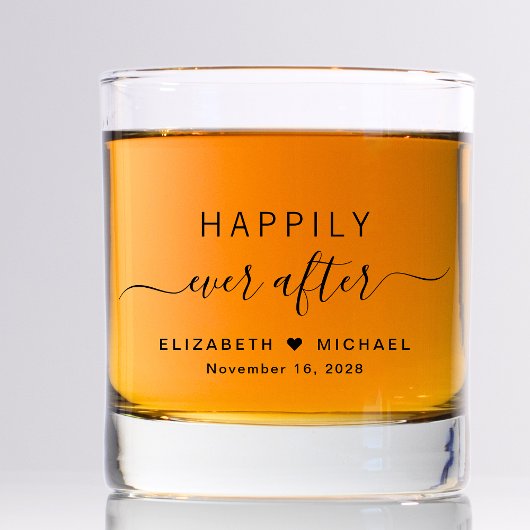 Chique gelukkig ooit na bruiloft whisky glas