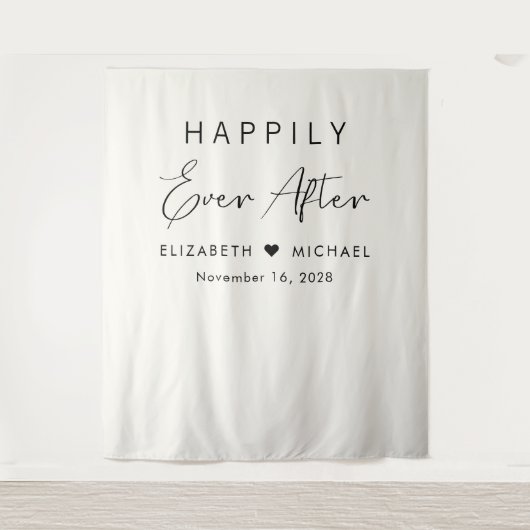 Chique gelukkig ooit na crème bruiloft wandkleed (Voorkant)
