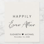 Chique gelukkig ooit na crème bruiloft wijn etiket (Enkel label)