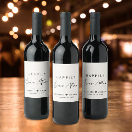 Chique gelukkig ooit na crème bruiloft wijn etiket