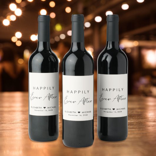 Chique gelukkig ooit na crème bruiloft wijn etiket