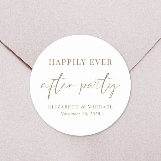 Chique gelukkig ooit na feest bruiloft receptie ronde sticker