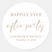 Chique gelukkig ooit na feest bruiloft receptie ronde sticker (Voorkant)
