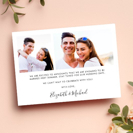 Chique gelukkig ooit na foto Verloving Aankondiging