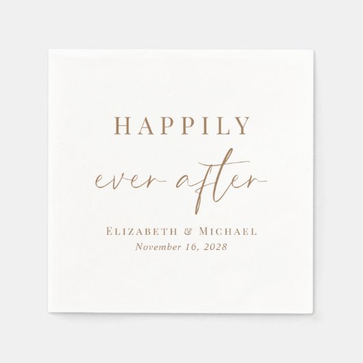 Chique gelukkig ooit na gouden script bruiloft servet (Voorkant)