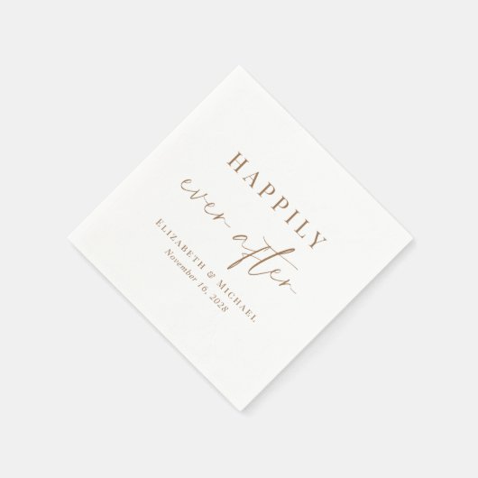 Chique gelukkig ooit na gouden script bruiloft servet (Hoek)