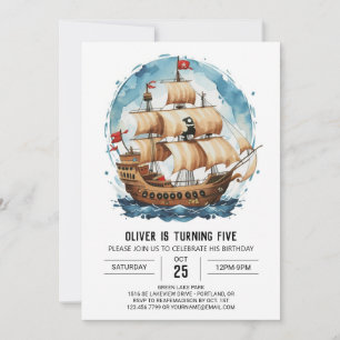 Chique Gelukkige Kinderen Pirate Verjaardag Kaart