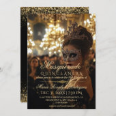 Chique gemaskerde gouden Quinceanera-foto Kaart (Voorkant / Achterkant)