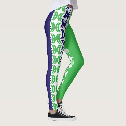 Chique geometrie: Blauw Groen Moderne Leggings (Rechts)