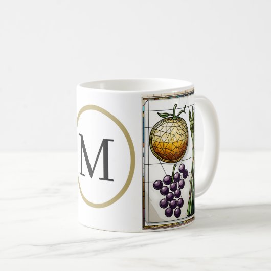 Chique Geometrisch Eten & Monogram Koffiemok (Voorkant rechts)