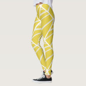 Chique geometrisch geel grijs wit patroon leggings (Links)