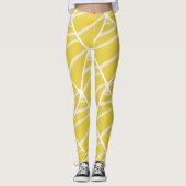 Chique geometrisch geel grijs wit patroon leggings (Voorkant)