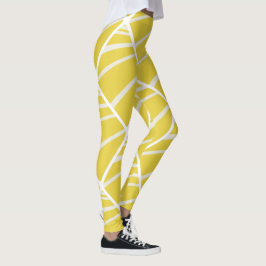 Chique geometrisch geel grijs wit patroon leggings
