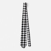 chique geometrisch zwart en wit houndstooth patroo stropdas (Voorkant)