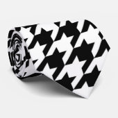 chique geometrisch zwart en wit houndstooth patroo stropdas (Opgerold)