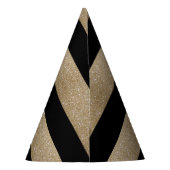 Chique geometrisch zwart goud verjaardagsfeestje feesthoedjes (Achterkant)
