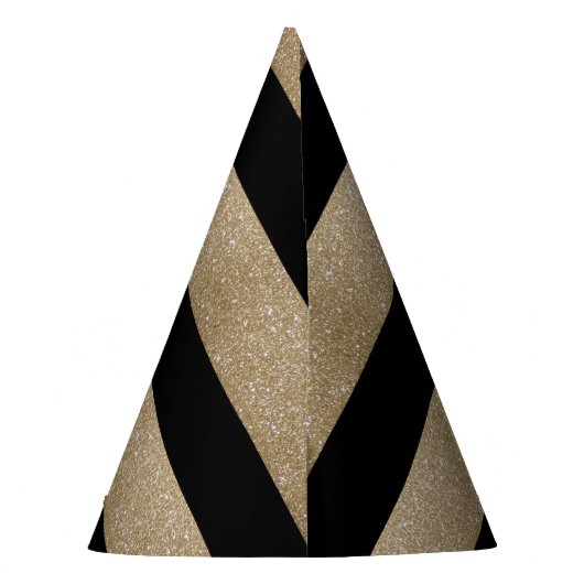 Chique geometrisch zwart goud verjaardagsfeestje feesthoedjes (Achterkant)