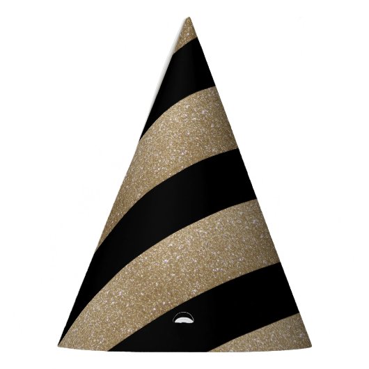 Chique geometrisch zwart goud verjaardagsfeestje feesthoedjes (Links)