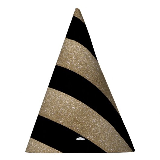 Chique geometrisch zwart goud verjaardagsfeestje feesthoedjes (Rechts)