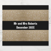 Chique geometrisch zwart goud verjaardagsfeestje sparkling wijnetiket (Enkel label)