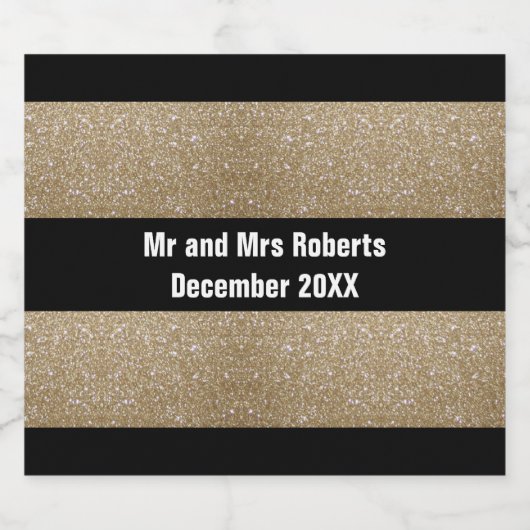 Chique geometrisch zwart goud verjaardagsfeestje sparkling wijnetiket (Enkel label)