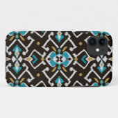 Chique geometrisch zwart turquoise ikat stam patro Case-Mate iPhone case (Achterkant (horizontaal))