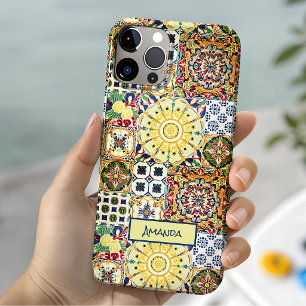 Chique geometrische mediterraanse oranje tegels mo iPhone 15 case