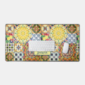 Chique geometrische mediterrane oranje tegels mono bureaumat (Keyboard & Muis)