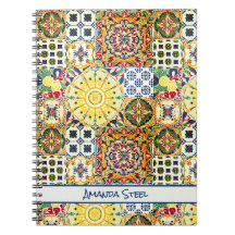 Chique geometrische mediterrane oranje tegels mono