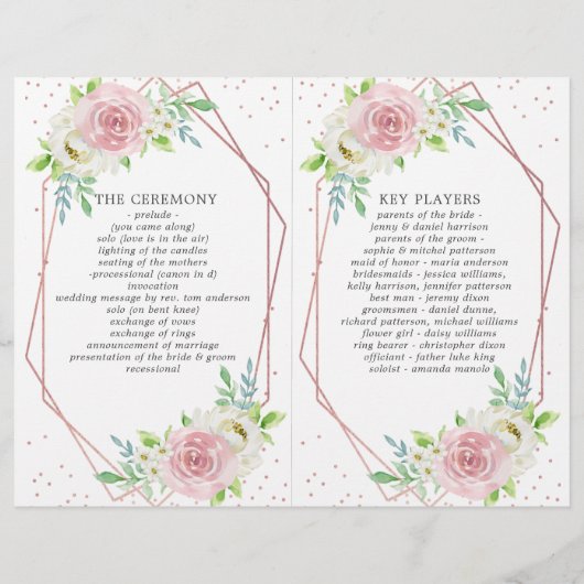 Chique geometrische roze gouden folie bloemige tro (Achterkant)