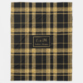 Chique geometrische zwarte gouden monogramdeken fleece deken (Voorkant)