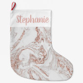 Chique gepersonaliseerd Roos Goud Faux Marmer Grote Kerstsok (Voorkant)