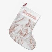 Chique gepersonaliseerd Roos Goud Faux Marmer Grote Kerstsok (Voorkant (Hangend))